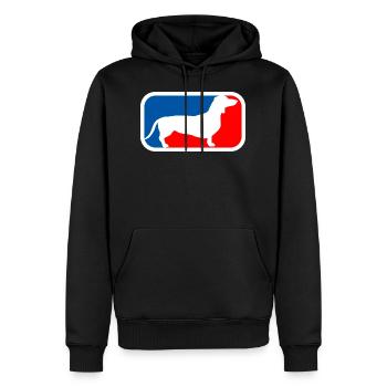 Logo de teckel - Sweat à capuche Premium bio Homme - noir - Devant - Nico (187cm)