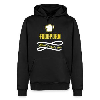 Chef chef chef cuisinier cadeau Foodporn Master - Sweat à capuche Premium bio Homme - noir - Devant - Nico (187cm)