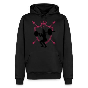 blason femme fitness - Sweat à capuche Premium bio Homme - noir - Devant - Nico (187cm)