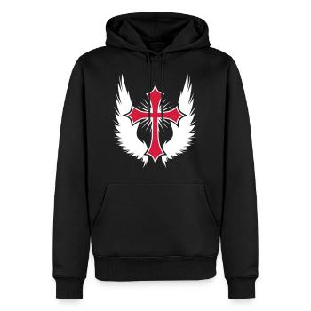 11 Gothic Kreuz Flügel - Männer Premium Bio Hoodie - Schwarz - Vorne - Nico (187cm)