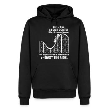 La vie est comme un roller coaster - Sweat à capuche Premium bio Homme - noir - Devant - Nico (187cm)