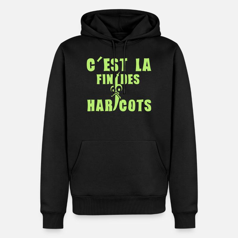 fin haricots expression humour - Sweat à capuche Premium bio Homme - noir