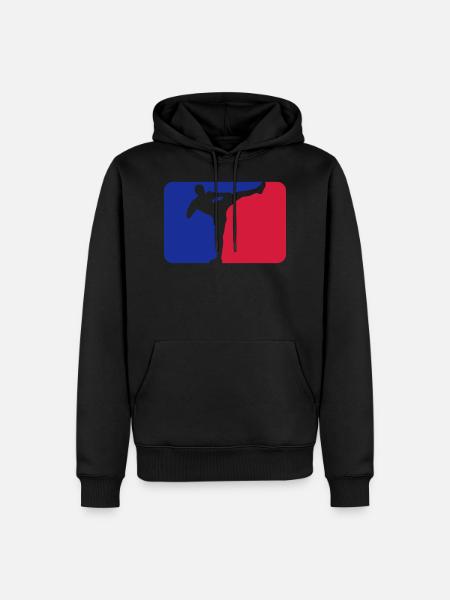 kickboxer logo skjold ramme rød blå kickboxing ka - Herre Premium økologisk hoodie - sort