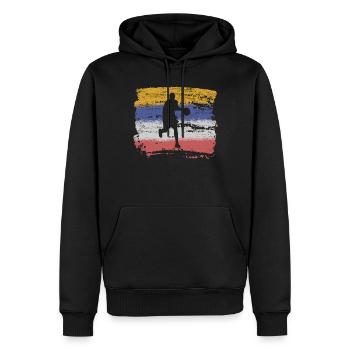 Vintage basket-ball cadeau rétro dribbling équipe - Sweat à capuche Premium bio Homme - noir - Devant - Nico (187cm)