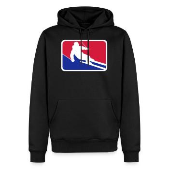 blue red button frame shield ski drive down - Men’s Premium Organic Hoodie - black - Front - Nico (187cm)
