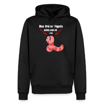 Das fruehe voegeln entspannt den Wurm - Männer Premium Bio Hoodie - Schwarz - Vorne - Nico (187cm)