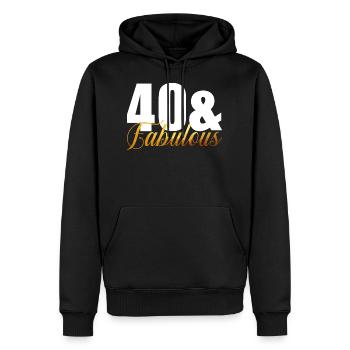 40 & fabelhaft - Männer Premium Bio Hoodie - Schwarz - Vorne - Nico (187cm)