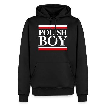 Polish Boy | Polnischer Spruch Polen Geschenk - Männer Premium Bio Hoodie - Schwarz - Vorne - Nico (187cm)