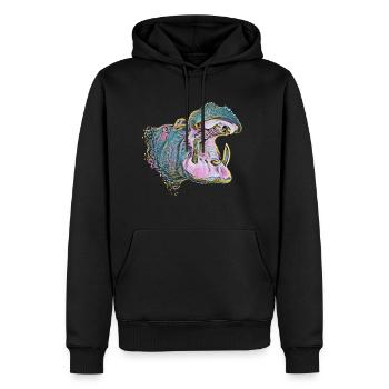 Nilpferd - Männer Premium Bio Hoodie - Schwarz - Vorne - Nico (187cm)