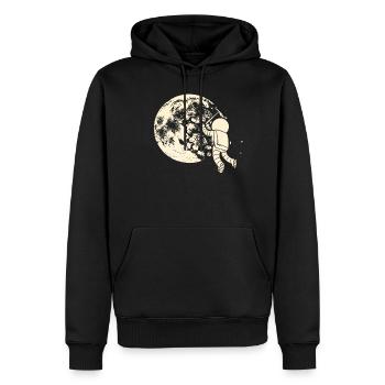 Mond Mondlandung Astronaut Bergbau - Männer Premium Bio Hoodie - Schwarz - Vorne - Nico (187cm)
