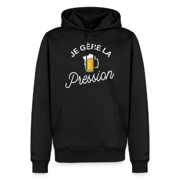 Je gère la pression - Sweat à capuche Premium bio Homme - noir - Devant - Nico (187cm)