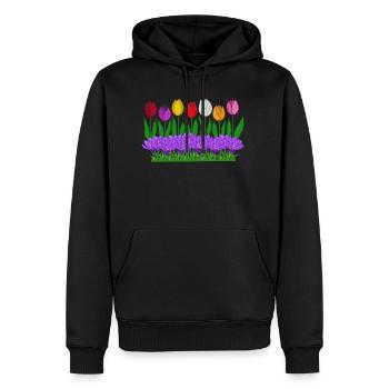 Fleurs de printemps, tulipes, crocus - Sweat à capuche Premium bio Homme - noir - Devant - Nico (187cm)