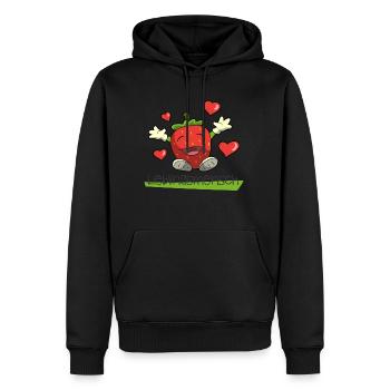 Rote Erdbeere Liebliengsmensch Herz - Männer Premium Bio Hoodie - Schwarz - Vorne - Nico (187cm)