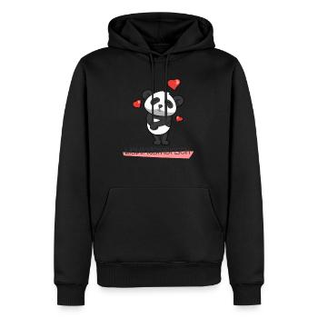 Panda mit Herz Lieblingsmensch - Männer Premium Bio Hoodie - Schwarz - Vorne - Nico (187cm)