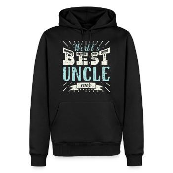 Mens Cool Uncle Gift T Shirt World's Best Uncle - Männer Premium Bio Hoodie - Schwarz - Vorne - Nico (187cm)