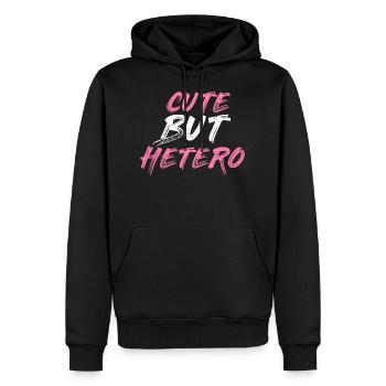 Cute but Hetero | Geschenk für Frauen und Männer. - Männer Premium Bio Hoodie - Schwarz - Vorne - Nico (187cm)