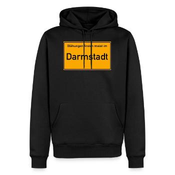 Darmstadt Ortsschild - Männer Premium Bio Hoodie - Schwarz - Vorne - Nico (187cm)