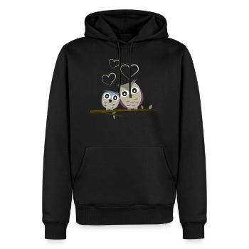 chouettes câlins - Sweat à capuche Premium bio Homme - noir - Devant - Nico (187cm)