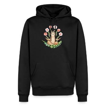 Sloth Yoga Meditation Zen Design - Men’s Premium Organic Hoodie - black - Front - Nico (187cm)