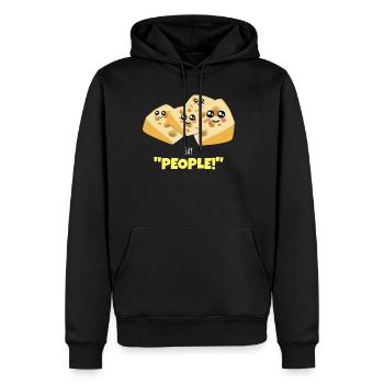 Say People Fun Cheese Pun - Sweat à capuche Premium bio Homme - noir - Devant - Nico (187cm)