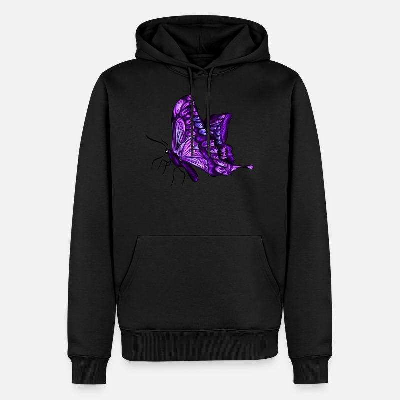Papillon papillon violet pourpre cadeau - Sweat à capuche Premium bio Homme - noir