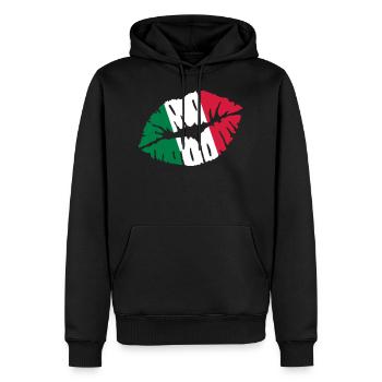 Italy - Men’s Premium Organic Hoodie - black - Front - Nico (187cm)