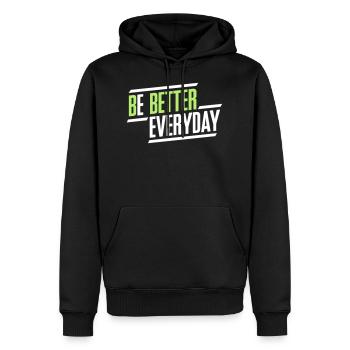 Sei jeden Tag besser - Männer Premium Bio Hoodie - Schwarz - Vorne - Nico (187cm)