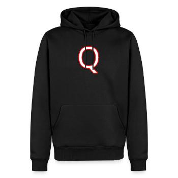 Q - Männer Premium Bio Hoodie - Schwarz - Vorne - Nico (187cm)