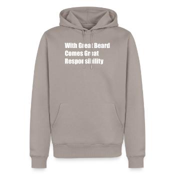 With great Beard, Funny phrase. An ideal gift idea - Sweat à capuche Premium bio Homme - taupe - Devant - Nico (187cm)