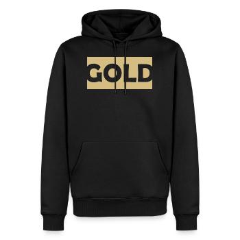 Gold - Männer Premium Bio Hoodie - Schwarz - Vorne - Nico (187cm)