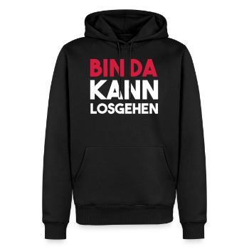C’est parti - Sweat à capuche Premium bio Homme - noir - Devant - Nico (187cm)