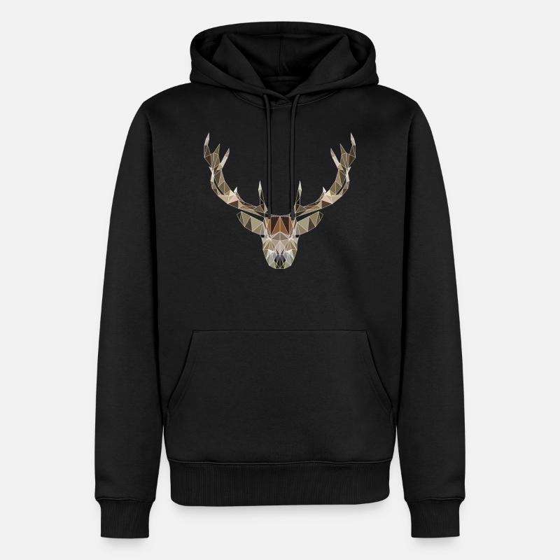 Cerf faible poly - Sweat à capuche Premium bio Homme - noir