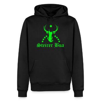 Steirer Bua - Männer Premium Bio Hoodie - Schwarz - Vorne - Nico (187cm)