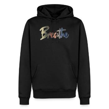 breathe - Männer Premium Bio Hoodie - Schwarz - Vorne - Nico (187cm)