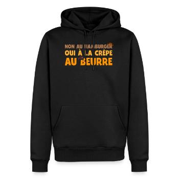 Crêpe au beurre - Sweat à capuche Premium bio Homme - noir - Devant - Nico (187cm)