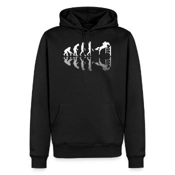 Evolution einer Reiterin Reitsport Geschenk - Männer Premium Bio Hoodie - Schwarz - Vorne - Nico (187cm)