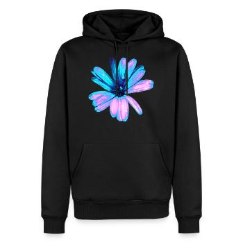 Turquoise and pink flower - Men’s Premium Organic Hoodie - black - Front - Nico (187cm)