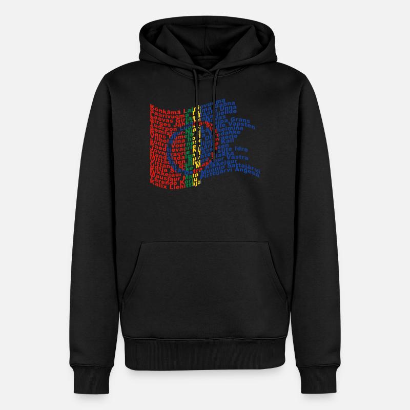 Sapmi Flagge mit samischen Dörfern - Männer Premium Bio Hoodie - Schwarz