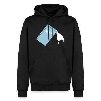 lait m1 - Sweat à capuche Premium bio Homme - noir - Devant - Nico (187cm)