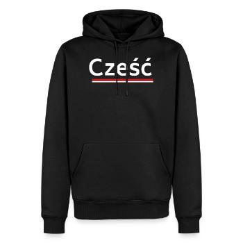 Bonjour - bienvenue en polonais - Sweat à capuche Premium bio Homme - noir - Devant - Nico (187cm)