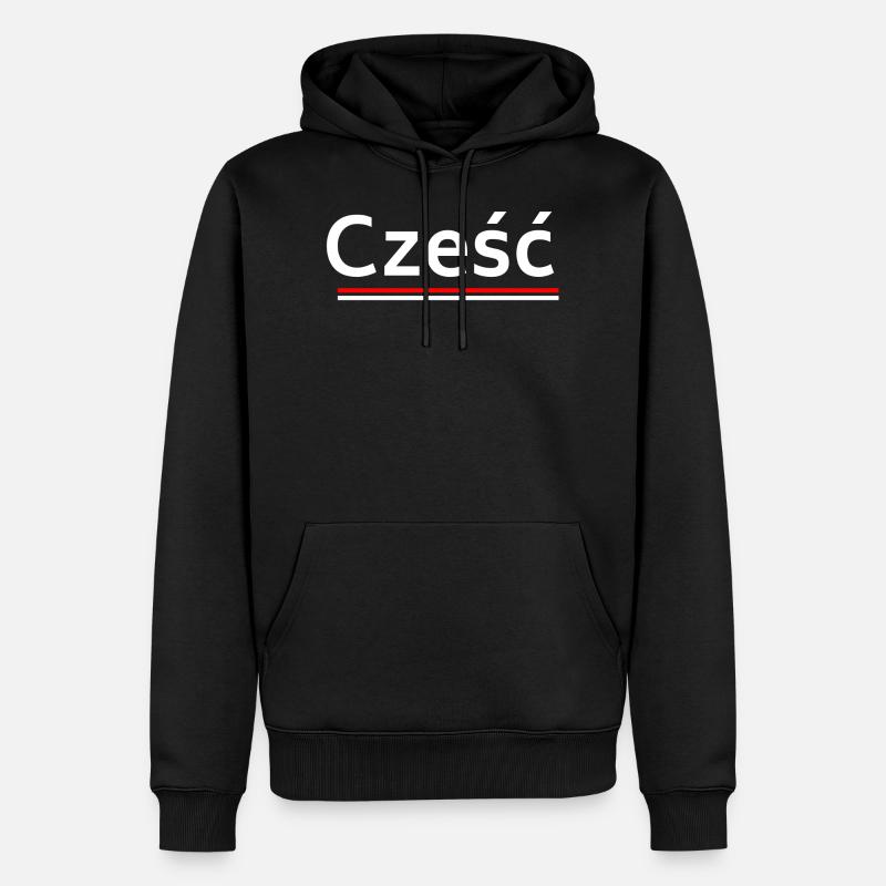 Hallo - Begrüßung in polnischer Sprache - Männer Premium Bio Hoodie - Schwarz