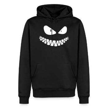 Visage de sourire effrayant - Sweat à capuche Premium bio Homme - noir - Devant - Nico (187cm)