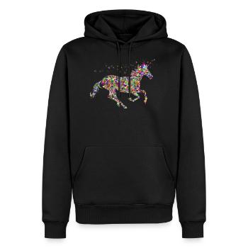 Licorne arc-en-ciel - Sweat à capuche Premium bio Homme - noir - Devant - Nico (187cm)