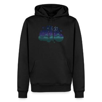 Illustration de nuit - Sweat à capuche Premium bio Homme - noir - Devant - Nico (187cm)