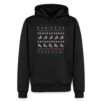 Weihnachten Ugly Sweater Einhorn - Männer Premium Bio Hoodie - Schwarz - Vorne - Nico (187cm)