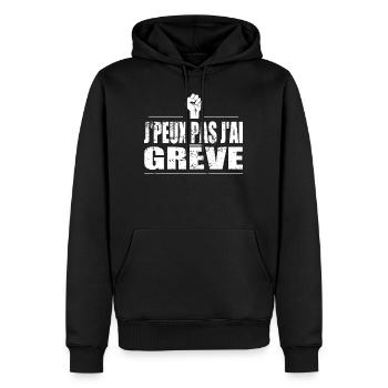 J'peux pas j'ai grève - Sweat à capuche Premium bio Homme - noir - Devant - Nico (187cm)