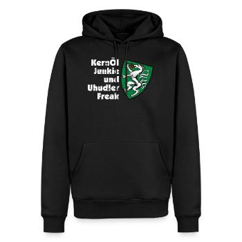 Kernöl Junkie Uhudler Freak Steiermark Geschenk - Männer Premium Bio Hoodie - Schwarz - Vorne - Nico (187cm)