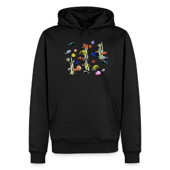 Fische - Männer Premium Bio Hoodie - Schwarz - Vorne - Nico (187cm)