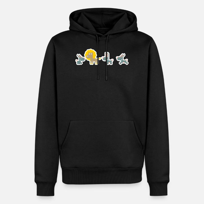 Leon mit Hasen - Männer Premium Bio Hoodie - Schwarz