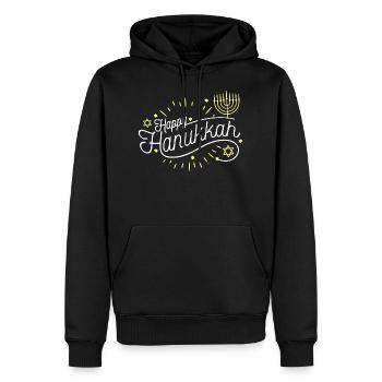 Hanukkah Festival juif des lumières de Hanoukka - Sweat à capuche Premium bio Homme - noir - Devant - Nico (187cm)